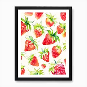Strawberry Repeat Pattern, Fruit, Storybook Watercolours 1 Art Print
