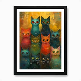 Beautiful Painting Funky Cats 2 Art Print