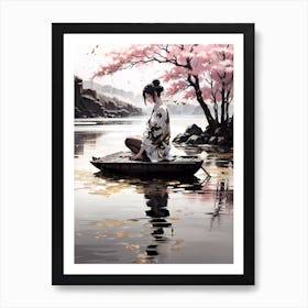 Asian Girl In A Boat Art Print