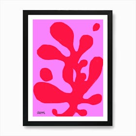 Funky Red Flower on Pink Art Print