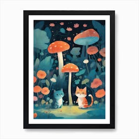 Illustration Couple Of Cat Art Print