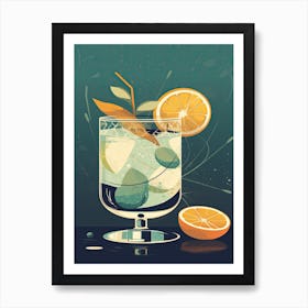 Gin And Tonic G&T Cocktail Mid Century Modern 3 Art Print