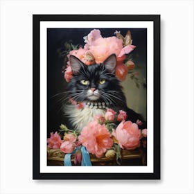 Rococo Style Painting Of A Black Cat 3 Art Print