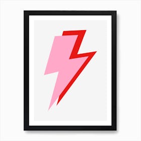 Pink Red Preppy Lightning Bolts Art Print