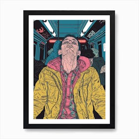 Man On A Train Art Print