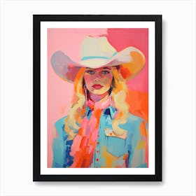 Colourful Abstract Blonde Cowgirl Art Print