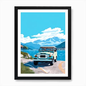 A Toyota Land Cruiser Car In The Lake Como Italy Illustration 3 Art Print