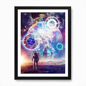 Astronaut And Psychedelic Space 1 Art Print
