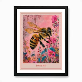 Floral Animal Painting Honey Bee 3 Poster Art Print