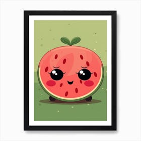 Watermelon Kawaii Illustration 2 Art Print