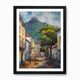 Painting Of A Street In Cape Town With A Cat 4 Impressionism Art Print