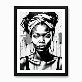 Vintage Graffiti Mural Of Beautiful Black Woman 16 Art Print