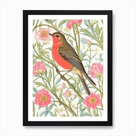 European Robin William Morris Style Bird Art Print