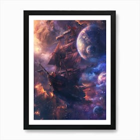 Fantasy Ship Floating in the Galaxy 12 Art Print