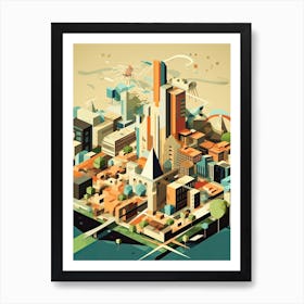 Buenos Aires, Argentina, Geometric Illustration 3 Art Print