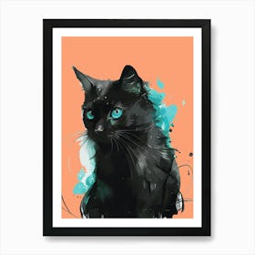 Black Cat Painting Art Print