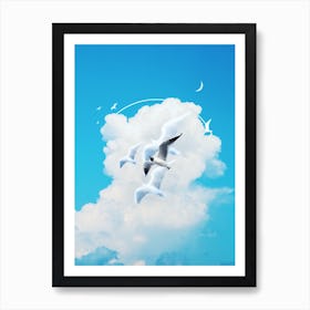 Seagulls Flying In The Sky Art Print