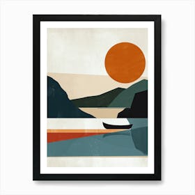 Boat In The Water, Scandinavian Simplicity Art Print