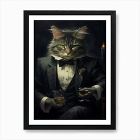 Gangster Cat Norwegian Forest Cat Art Print