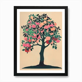 Apple Tree Colourful Illustration 4 Art Print