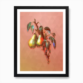 Vintage Lemon Pear Botanical Art on Peach Pink n.0376 Art Print