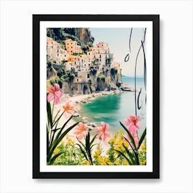 Amalfi Coast, Flower Collage 11 Art Print