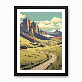 Torres Del Paine Circuit Chile 2 Vintage Travel Illustration Art Print