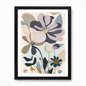 Anemone Wildflower Modern Muted Colours Art Print