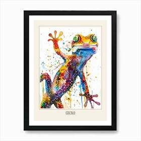 Gecko Colourful Watercolour 1 Poster Art Print