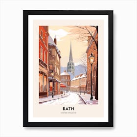 Vintage Winter Travel Poster Bath United Kingdom 4 Poster