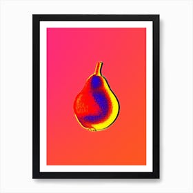 Neon Pear Botanical in Hot Pink and Electric Blue Art Print
