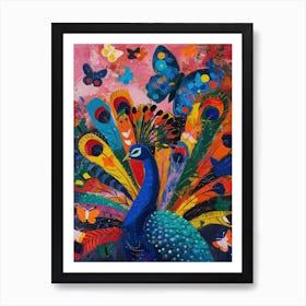 Peacock Colour Pop Butterflies Art Print