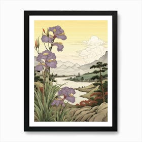 Ayame Japanese Iris 1 Japanese Botanical Illustration Art Print