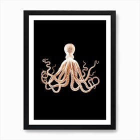 Black and Gold Octopus Illustration Art Print