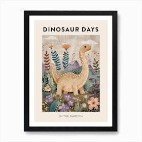 In The Garden Dinosaur Poster Art Print