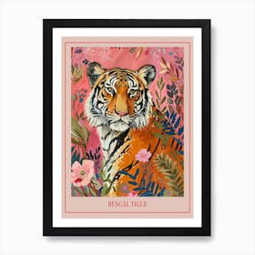 Floral Animal Painting Bengal Tiger 4 Poster Art Print