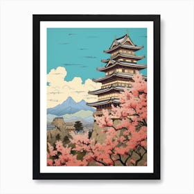 Gifu Castle, Japan Vintage Travel Art 2 Art Print