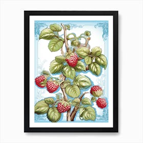 Raspberries Illustration 1 Art Print