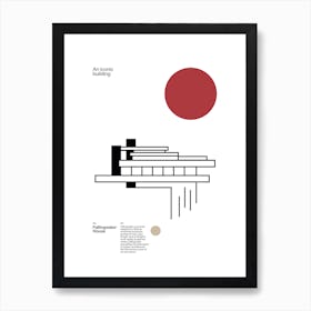 Minimalist Poster illustration of Frank Lloyd Wright's Fallingwater - Architecture Art Print