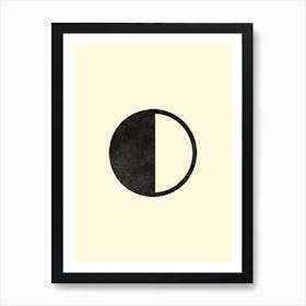 Minimal Quarter Moon Phase In Beige Art Print