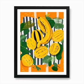 Yellow Squash Summer Illustration 1 Art Print