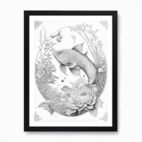 Ginrin Koi Fish Haeckel Style Illustastration Art Print