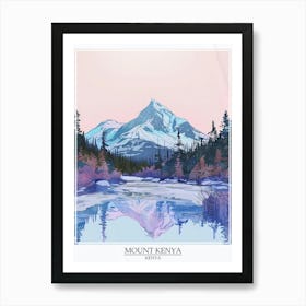 Mount Kenya Color Line Drawing 2 Poster Art Print