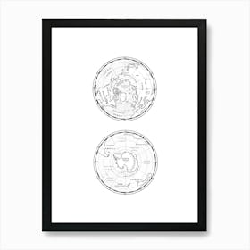 Polar Explorer - Arctic & Antarctic World Map Print Poster