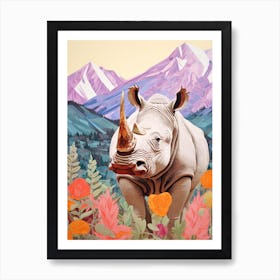 Pencil Style Illustration Of Colourful Rhino 5 Art Print
