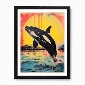 Orca Whale Pop Art Risograph Inspired 2 Art Print