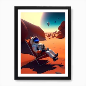 Astronaut Resting on Mars Art Print