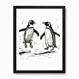 Emperor Penguin Chasing Each Other 1 Art Print