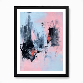 Pink And Grey Abstract 3 Art Print