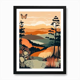 Butterfly Landscape Sunrise II Art Print